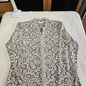 NOVICA Artisan Handmade Alpaca Blend Cardigan Jauja Wool Sweater Beige Womens XL